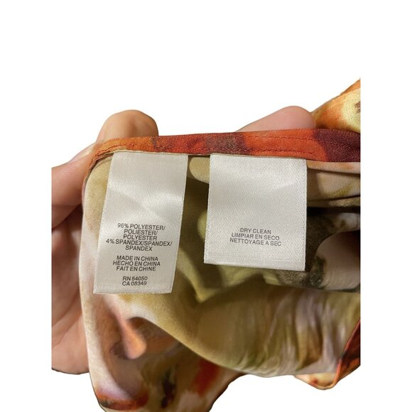 Jones New York Orange Yellow Golden Long Sleeve V Neck Blouse with Ruffles - Picture 4 of 4